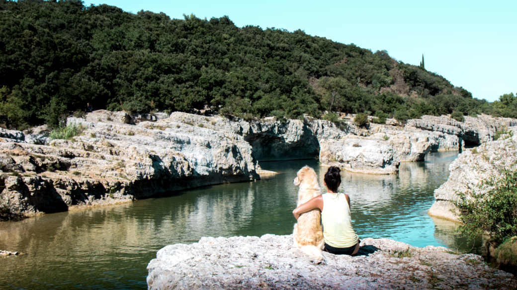 Cascades du Sautadet avec son chien
