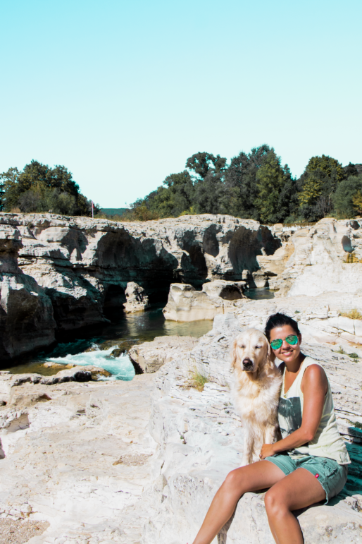Cascades du Sautadet avec son chien